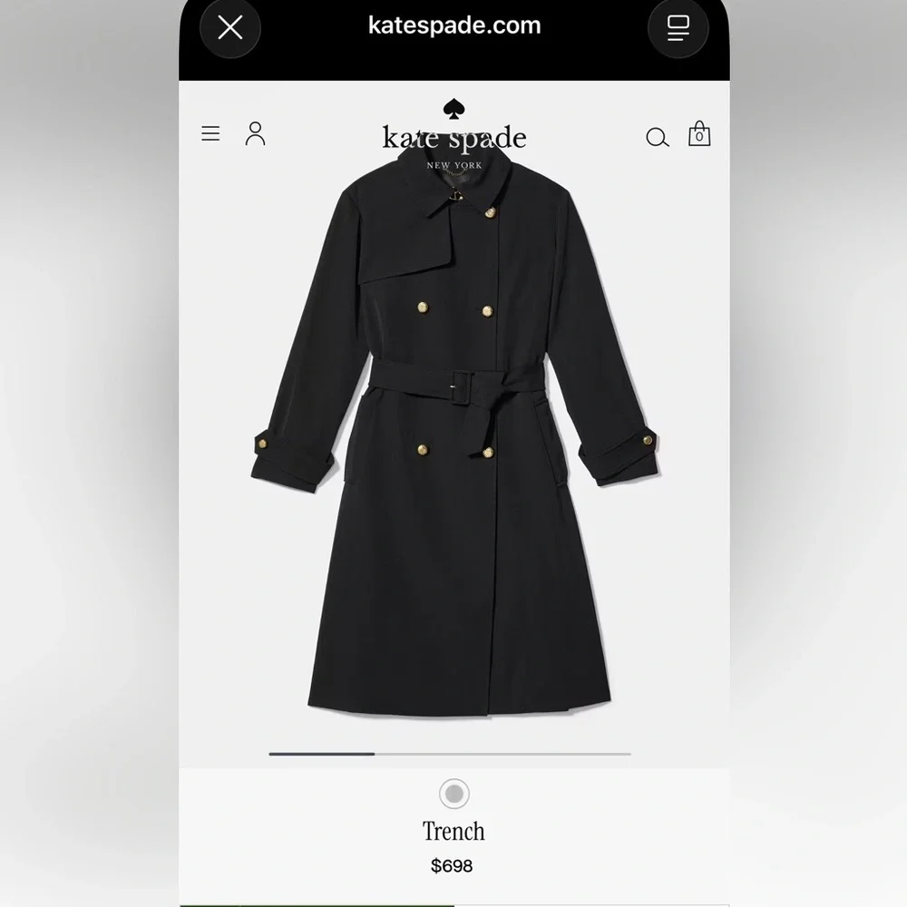 Kate Spade New York Trench Coat – Black – Women’s S
